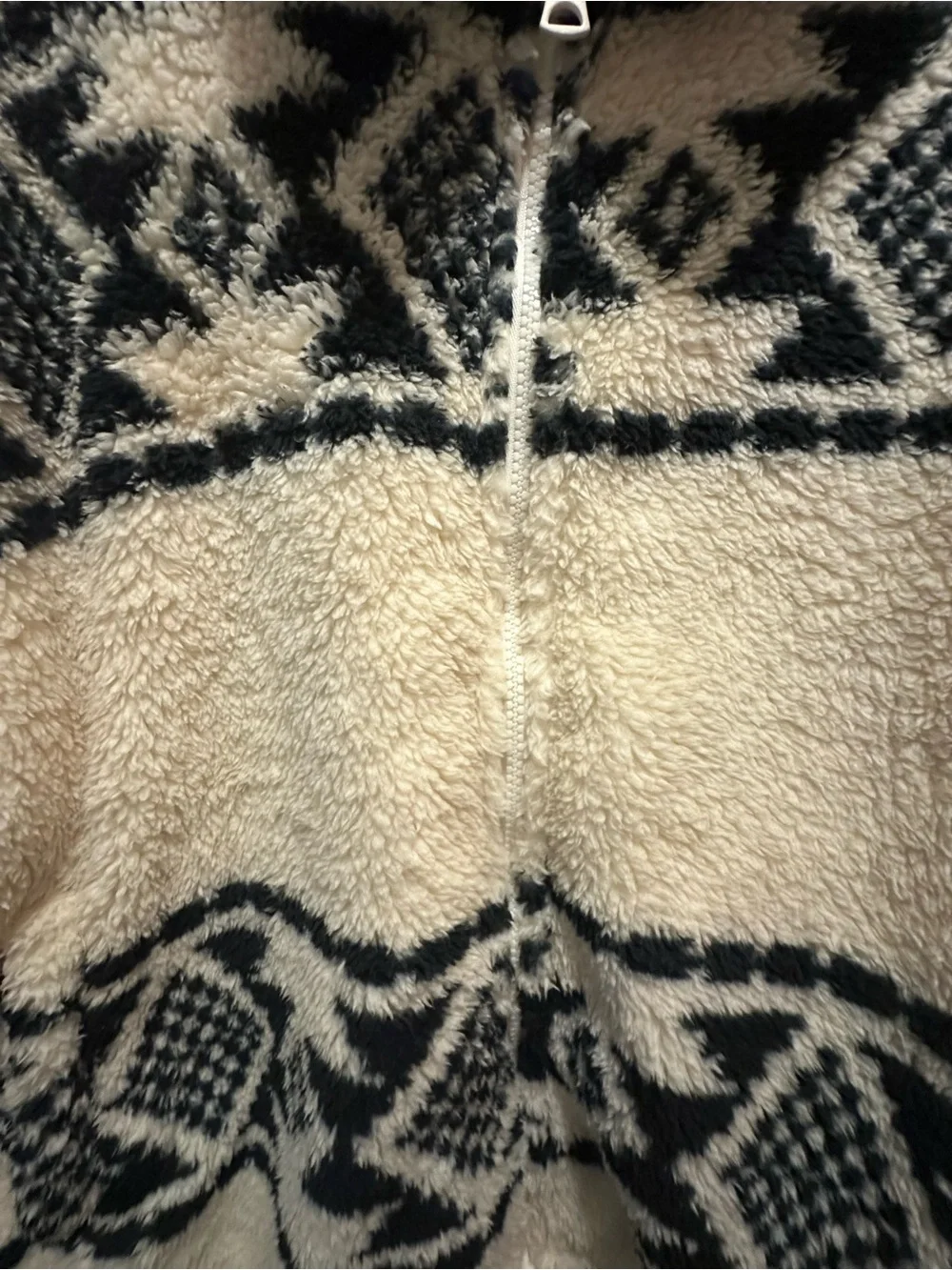 NWT Lucky Brand Cream and Black Aztec Sherpa Zip Jacket - Picture 3 of 12